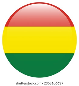 The flag of Bolivia. Button flag icon. Standard color. Circle icon flag. 3d illustration. Computer illustration. Digital illustration. Vector illustration.
