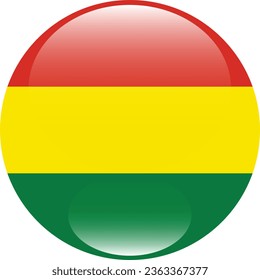 La bandera de Bolivia. Icono de indicador de botón. Color estándar. Indicador de icono de círculo. 3 quinquies ilustración. Ilustración del equipo. Ilustración digital. Ilustración vectorial.
