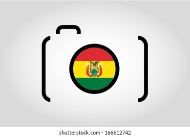 The flag of Bolivia in a Camera Lens