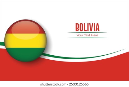 Flag of Bolivia Circle isolated on White background with Text. Banner, Poster, vector, template, Mockup, Background, Social Media, Post, 3D, UK.