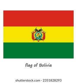 bandera de Bolivia en un estilo plano aislado en un fondo blanco. el símbolo oficial del estado de Bolivia. ilustración vectorial de stock. EPS.