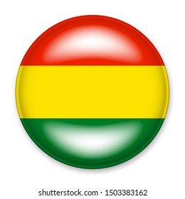 Bandera de Bolivia en forma de botón redondo con un resplandor claro y una sombra.
