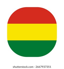 Flag of Bolivia icon. Bolivia rounded square flag icon digital vector illustration design. White background.