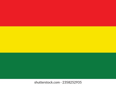 The flag of Bolivia. Flag icon. Standard color. Standard size. A rectangular flag. Computer illustration. Digital illustration. Vector illustration.
