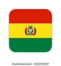 The flag of bolivia. Flag icon. Standard color. flat vector square with rounded corners. Computer illustration. Digital illustration. Vector illustration.