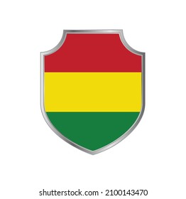 Flag of Bolivia with metal shield frame