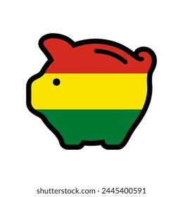 Flag of Bolivia, piggy bank icon, vector symbol.