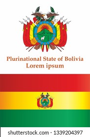 Flag of Bolivia, Plurinational State of Bolivia. Template for award design, an official document with the flag of Bolivia. Bright, colorful vector illustration.