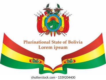 Flag of Bolivia, Plurinational State of Bolivia. Template for award design, an official document with the flag of Bolivia. Bright, colorful vector illustration.