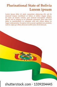 Flag of Bolivia, Plurinational State of Bolivia. Template for award design, an official document with the flag of Bolivia. Bright, colorful vector illustration.