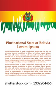 Flag of Bolivia, Plurinational State of Bolivia. Template for award design, an official document with the flag of Bolivia. Bright, colorful vector illustration.