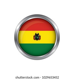 Flag of Bolivia as round glossy icon. Button with Bolivia flag.isolated, banner vector illustration. Vector illustration eps10.