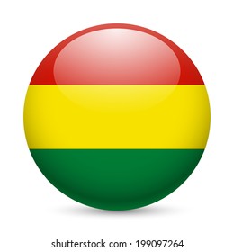 Flag of Bolivia as round glossy icon. Button with Bolivian flag