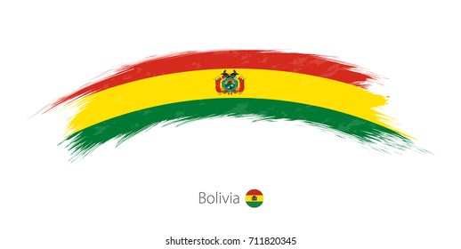 Flag of Bolivia in rounded grunge brush stroke. Vector illustration.
