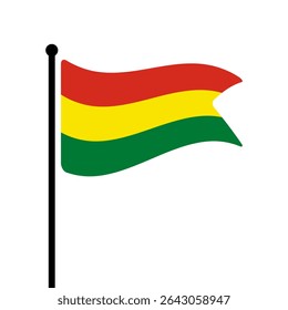 Bandeira da Bolívia. Projeto de ícone de ilustração de vetor da bandeira da Bolívia. Bandeira de mastro flutuante.
