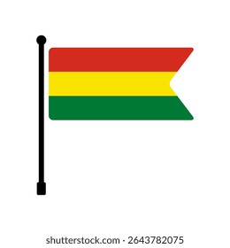 Bandeira da Bolívia. Projeto de ícone de ilustração de vetor da bandeira da Bolívia. Ícone do sinalizador de polo.