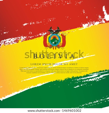 Flag of Bolivia. Vector illustration on a white background. Brush strokes are drawn by hand. Independence Day.