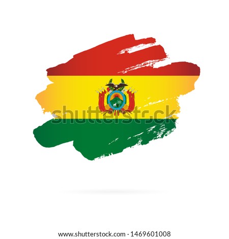 Flag of Bolivia. Vector illustration on a white background. Brush strokes are drawn by hand.