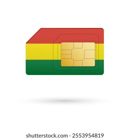 Flag of Bolivia. Vector illustration of SIM Card with flag on white background