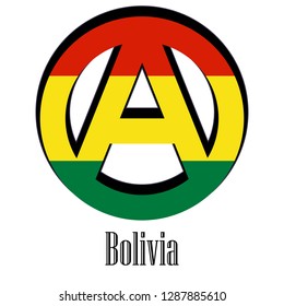 Flag of Bolivia of the world in the form of a sign of anarchy, which stands for freedom and equality of people.
