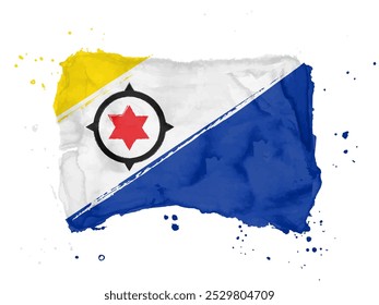 Flagge von Bonaire Pinselstrich Hintergrund.  Flagge Bonaire der Karibik Niederlande auf weißem Hintergrund. Aquarell für Ihr Design.  EPS10.