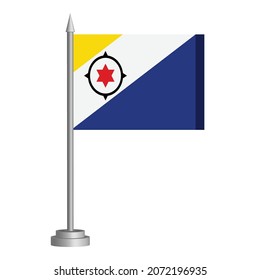 Flag of Bonaire flying on a flagpole stands on the table. Vector illustration