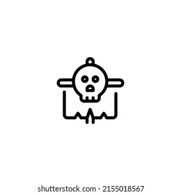 Flag, bones, Pirate, Skull Sailing Outline Icon, Logo, and illustration Vector