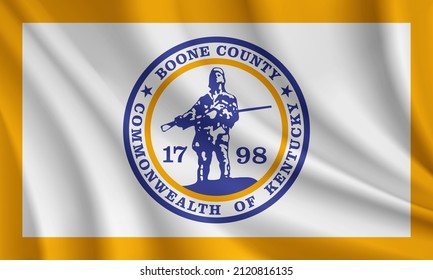 Flag of Boone County, Kentucky, USA. Realistic waving flag of Boone County vector background.