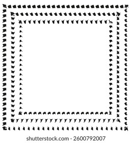Flag border frame. Decorative geometric shape. Abstract repeating pattern. Black white vector.