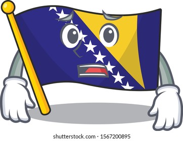 flag bosnia Cartoon character showing Afraid look face