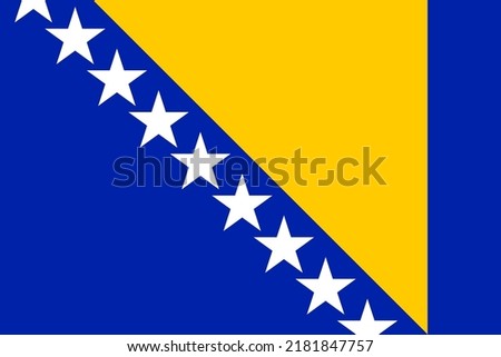 Flag of Bosnia and Herzegovina. Bosnian national banner and patriotic symbol. Official colors. Flat vector illustration.