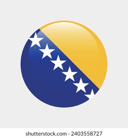 Flag of Bosnia and Herzegovina. Button flag icon. Standard color. Circle icon flag. 3d illustration. Computer illustration. Digital illustration. Vector illustration.
