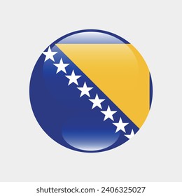 Flag of Bosnia and Herzegovina. Button flag icon. Standard color. Circle icon flag. 3d illustration. Computer illustration. Digital illustration. Vector illustration.