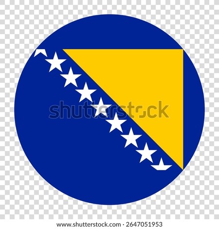 Flag of Bosnia and Herzegovina. Bosnia and Herzegovina circle flag logo icon computer vector illustration design. Transparent checkerboard background.