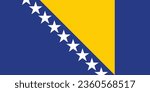 Flag of Bosnia and Herzegovina. Flag icon. Standard color. Standard size. A rectangular flag. Computer illustration. Digital illustration. Vector illustration.