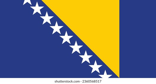 Flagge von Bosnien und Herzegowina. Flaggensymbol. Standardfarbe. Standardgröße. Eine rechteckige Flagge. Computergrafik. Digitale Illustration. Vektorgrafik.