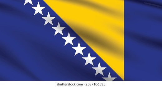 Flag of Bosnia and Herzegovina. Bosnia and Herzegovina flag official colors and proportion digital vector illustration. Waving flag.