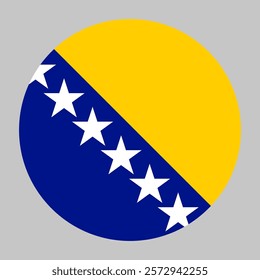 Flag of Bosnia and Herzegovina round shape, national symbol