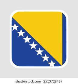 La bandera de Bosnia Herzegovina se encuentra en una plaza redondeada. Icono de la bandera. Color estándar. Ilustración de computadora. Ilustración digital. Ilustración vectorial.	