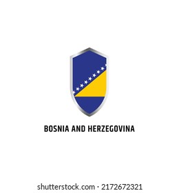 Flag of Bosnia and Herzegovina with shield shape icon flat vector illustration