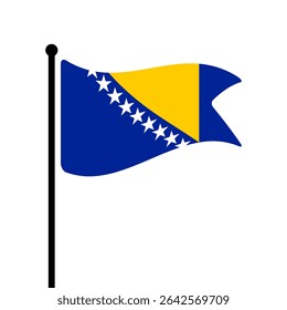 Bandeira da Bósnia e Herzegovina. Projeto de ícone de ilustração de vetor de bandeira da Bósnia e Herzegovina. Bandeira de mastro flutuante.
