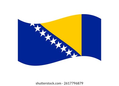 Flag of Bosnia and Herzegovina. Bosnia and Herzegovina wavy flag digital vector illustration. Fluttering flag.