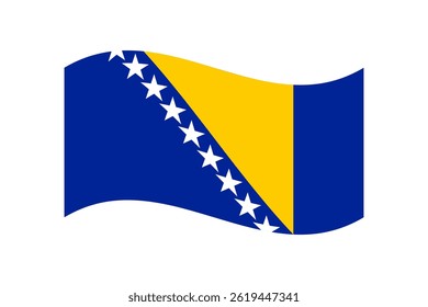 Flag of Bosnia and Herzegovina. Bosnia and Herzegovina wavy flag digital vector illustration. Fluttering flag.