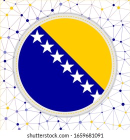 Flag of Bosnia with network background. Bosnia sign. Attractive vector illustration.