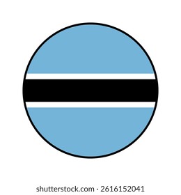 Flag of Botswana. Black edge. Botswana circle flag logo icon computer vector illustration design.