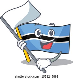flag botswana cartoon in a character bring flag