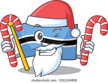 flag botswana cartoon in a santa bring candy character