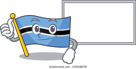 flag botswana cute character thumbs up with board