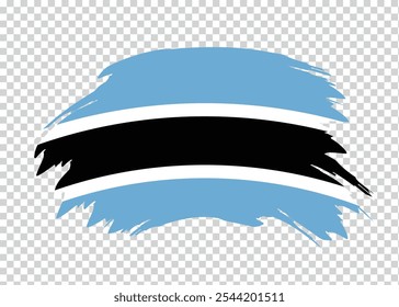 Flag of Botswana with distressed paint stroke brush effect on isolated background