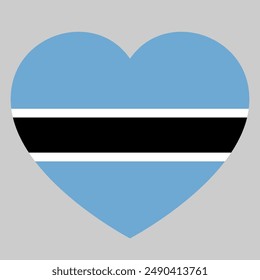 Bandera de Botsuana en forma de corazón, símbolo de amor